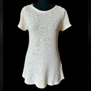 Eileen Fisher Women Open Knit Sweater Ivory Cream Organic Cotton Nylon XS Classy